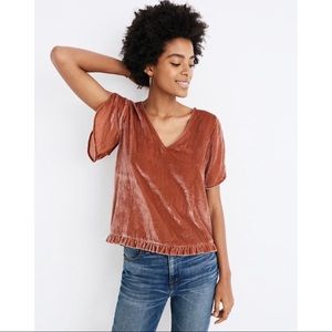 NWT Madewell Velvet Ruffle Top